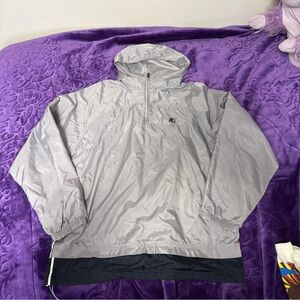 Starter Jacket Hooded Pullover Windbreaker Gray Vintage Men’s Size L